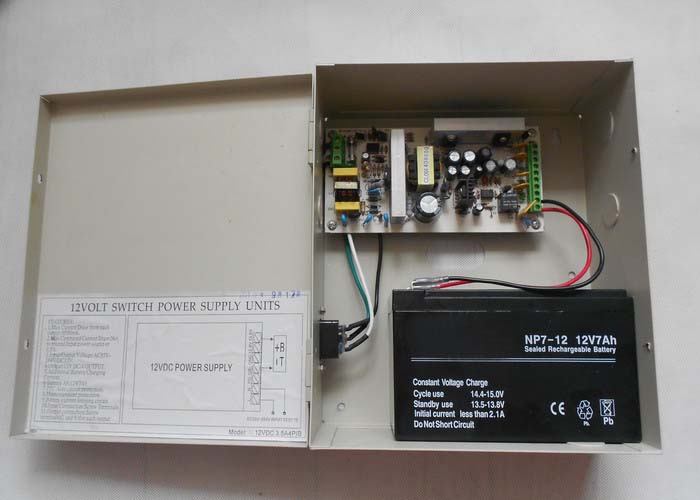 12VDC 3.5A 4 Channel CCTV Power Supply with Battery Backup 12VDC3.5A4P/B