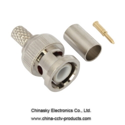 BNC Connector: BNC Male Crimp on Connector, 3 pieces