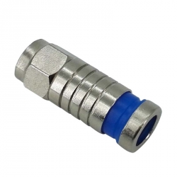 F Male Compression Connector for RG6 Blue/ CCTV Connector CT5064