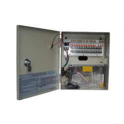 12VDC 10A 18Ch CCTV Power Supply with Lock and LED on Door 12VDC10A18PE