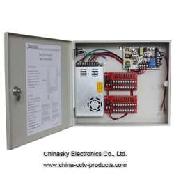 12VDC 25A CCTV Power Supplies with 18 Channel for Access Control System, 12VDC25A18P/B