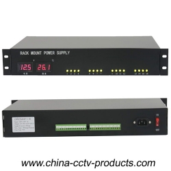 16 Channels 25 Amp LED Display CCTV Rackmount Power Supply (12VDC25A16P-1.5U)