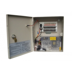 12VDC 5Amp 9 Channel Boxed CCTV Power Supply with Lock and LED on Door 12VDC5A9PE