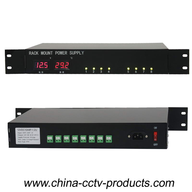 8 Channels 1.5U 12V DC CCTV Rack Mount Power Supply (12VDC13A8P-1.5U)