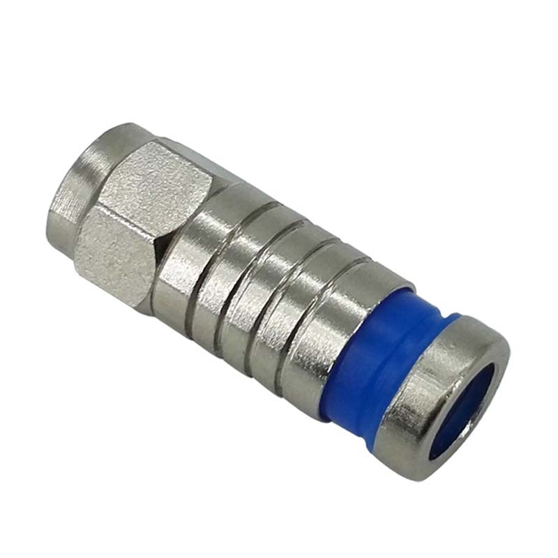 F Male Compression Connector for RG6 Blue/ CCTV Connector CT5064