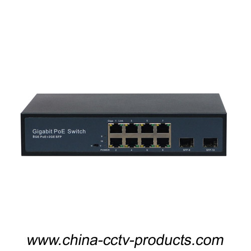 1000Mbps 12 Ports PoE Switch with 2 SFP Ports (Built-in Power) (POE0802SFPB-3)