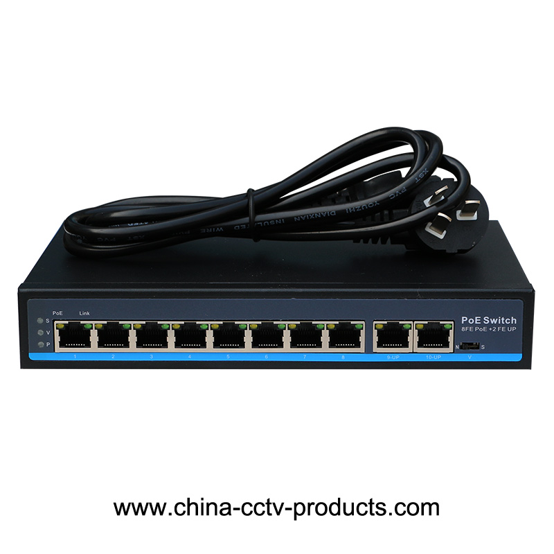 8+2 Port 10/100Mbps PoE Network Switch with RJ45 Uplink (POE0820BN)